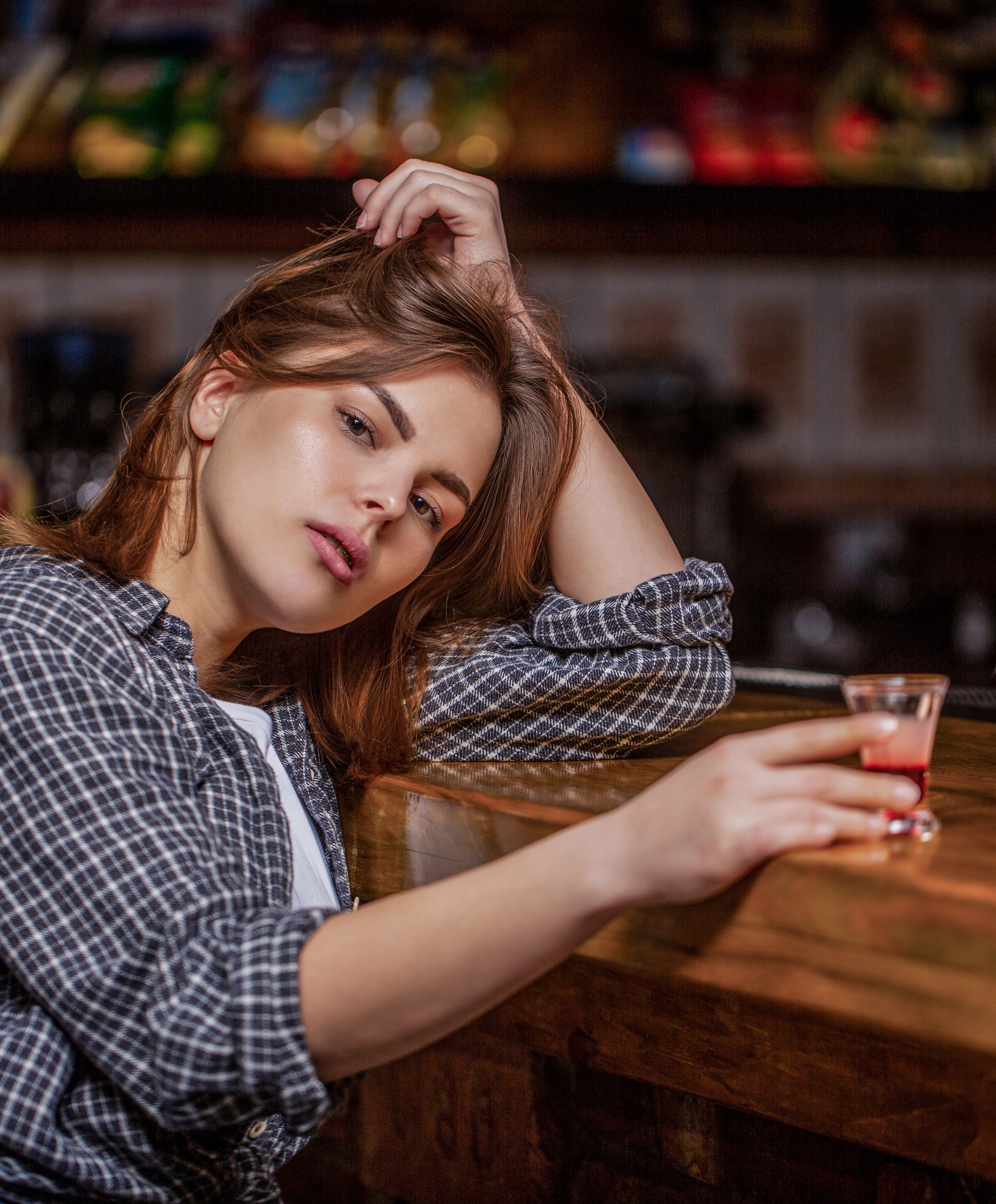 Woman at a bar